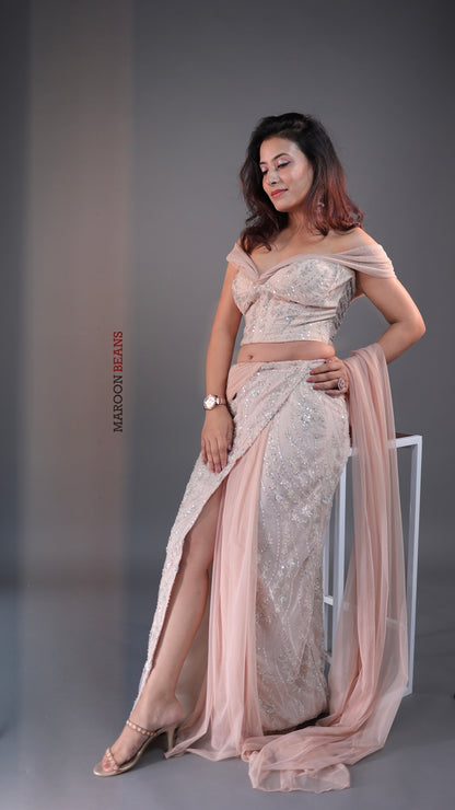 Cinderella Drape Saree Skirt with Corset