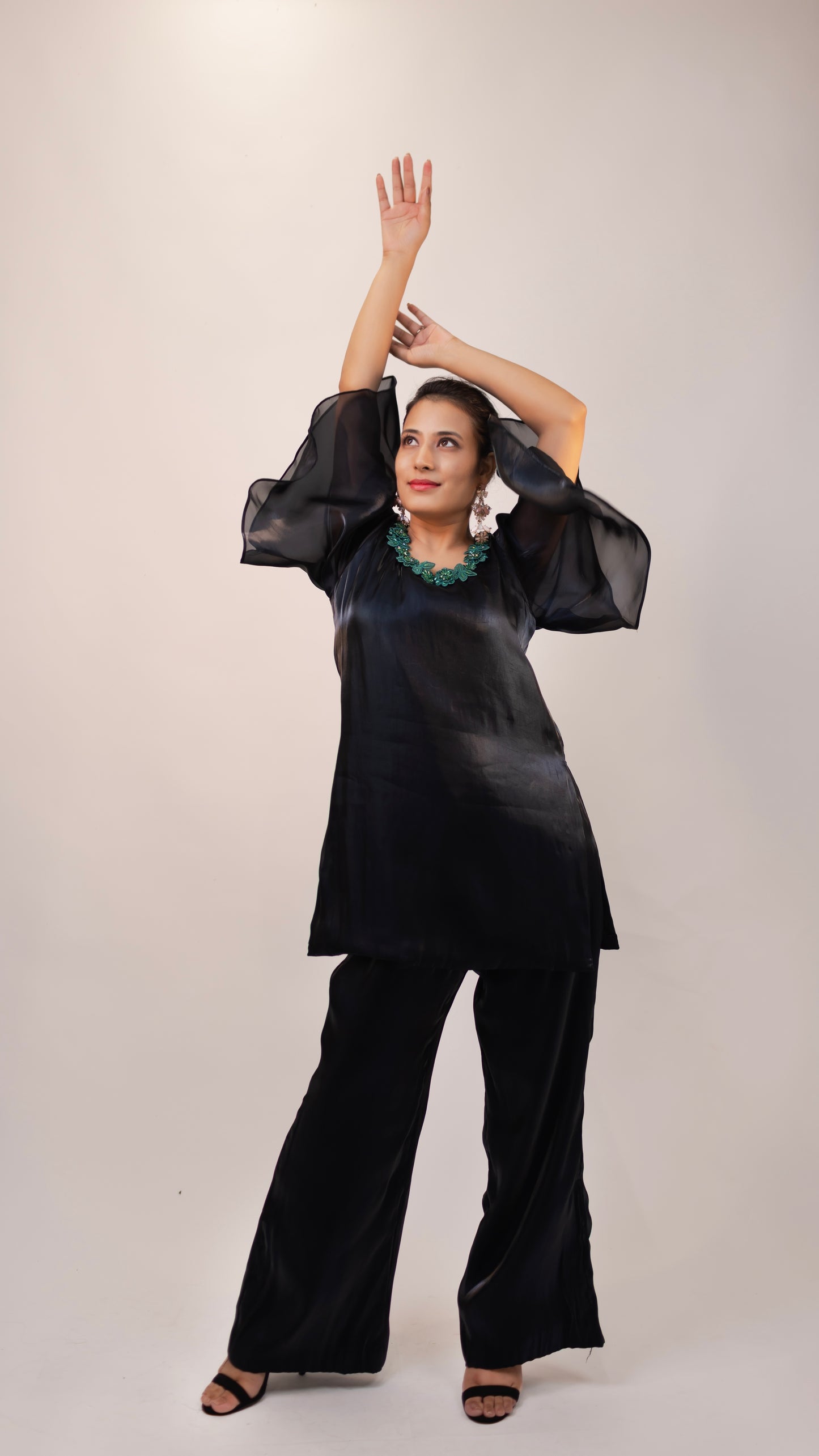 Flared Organza Kurta Set