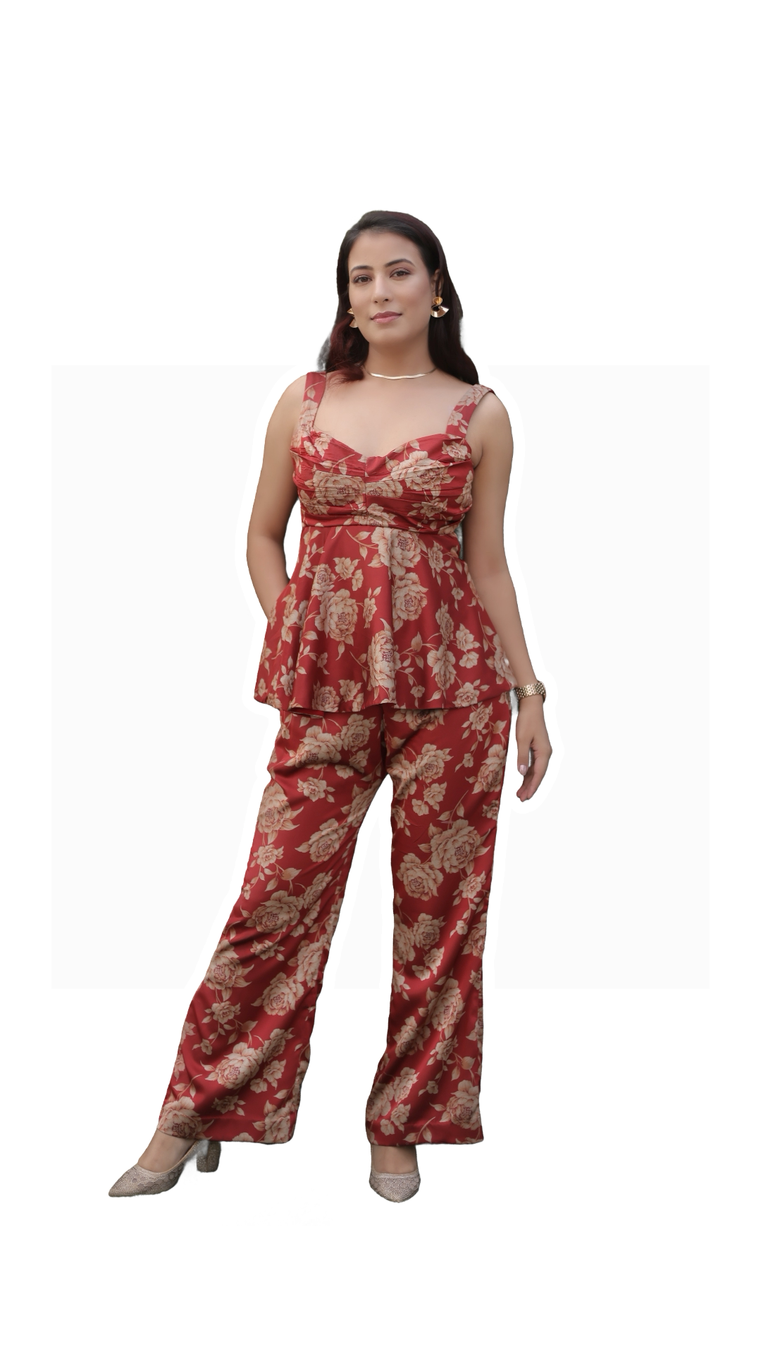 Maroon Floral Co-ord Set