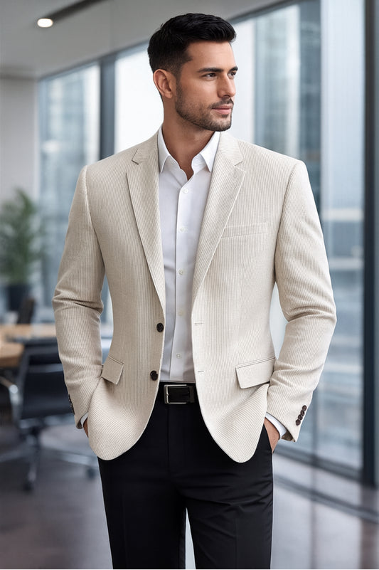 Men’s Linen Pin-Stripe Blazer with Wooden Buttons